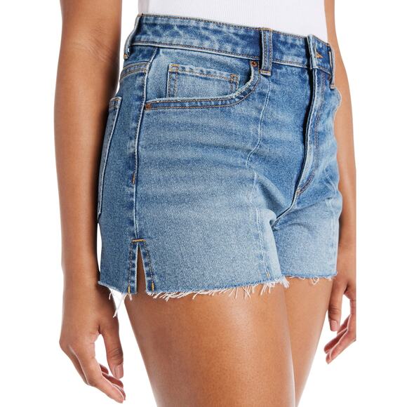 No Boundaries Juniors Seamed Denim Shorts Medium Wash Sz 13 Distressed Pocketed - Picture 3 of 5